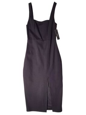 Lulu's Black Sleeveless Midi Dress with Front Slit, Sz XS